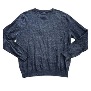 J.Crew Navy Heathered Cotton Crew Neck Sweater L